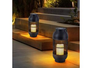 4036812604712 - Solarleuchte Tischlampe Außenleuchte Laterne Kerze Gartenleuchte Terrassenlampe Flammeneffekt  Kunststoff schwarz Akku 1x led warmweiß h 33 cm