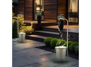 4036812679130 - Expo Börse - Solarlampe Wasserhahn 30x led Gartendeko Außenlampe Terrassenlampe Metall Kunststoff silber warmweiß LxH 17x62 cm 2er Set