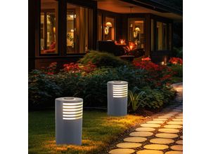 4036812730060 - Expo Börse - led Solarlampe Wegeleuchte Gartenlampe Außenleuchte Standlampe Kunststoff weiß warmweiß DxH 20x35 cm 2er Set