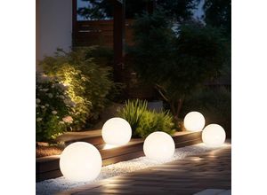 4036812997739 - Expo Börse - Kugelleuchte Solar 10 cm Solarleuchte Kugel Garten led Gartendeko Solarkugel für Außen klein Leuchtdauer ca 6-8 Stunden h 38 cm 5er