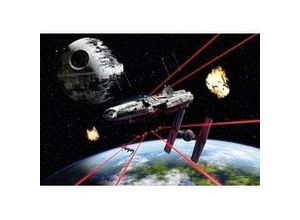 4036834084899 - Fototapete »Star Wars Millennium Falcon« glatt Comic bedruckt (Set) ausgezeichnet lichtbeständig bunt|rot|schwarz