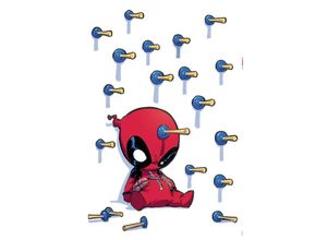 4036834179137 - KOMAR Wandtattoo Deadpool Shootout Wandtattoos 50x70 cm (Breite x Höhe) selbstklebendes Wandtattoo Gr B H 50 cm x 70 cm Kinder-Comic bunt (rot schwarz blau) Wandtattoos Wandsticker