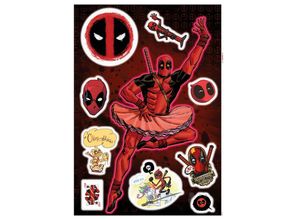 4036834179168 - KOMAR Wandtattoo Deadpool Derppool Wandtattoos 50x70 cm (Breite x Höhe) selbstklebendes Wandtattoo Gr B H 50 cm x 70 cm Kinder-Comic bunt (schwarz rot gelb) Wandtattoos Wandsticker