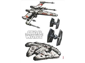 4036834347239 - KOMAR Wandtattoo Star Wars Spaceships Wandtattoos 100x70 cm (Breite x Höhe) selbstklebendes Wandtattoo Gr B H 100 cm x 70 cm Raumschiffe schwarz-weiß (weiß schwarz) Wandtattoos Wandsticker