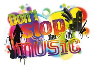 4036834377212 - KOMAR Wandtattoo Don´t stop the music Wandtattoos 100x70 cm (Breite x Höhe) selbstklebendes Wandtattoo Gr B H 100 cm x 70 cm Schrift bunt Wandtattoos Sprüche