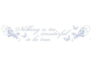 4036834380069 - KOMAR Wandtattoo Words Wandtattoos 14x70 cm (Breite x Höhe) selbstklebendes Wandtattoo Gr B H 14 cm x 70 cm Schrift-Schmetterlinge grau Wandtattoos Sprüche