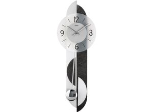 4037445139343 - Pendelwanduhr AMS W7299 silber (schwarz silberfarben) Wanduhren B H L 23cm x 7cm x 69cm Quarzuhr Holz- Aluminium- SchiefergehäuseMade in GermanyWohnzimmer