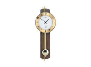 4037445141711 - Funk-Pendelwanduhr AMS F5266 1 Wanduhren Gr B H L 10 cm x 60 cm x 25 cm bunt (braun goldfarben) Pendeluhren