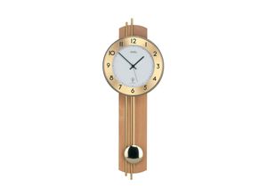 4037445141728 - Funk-Pendelwanduhr AMS F5266 18 braun (buchefarben) Wanduhren B H L 22cm x 8cm x 62cm Quarzuhr Holzgehäuse BucheEsszimmerWohnzimmer