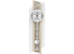 4037445152311 - Funk-Pendelwanduhr AMS F5224 Wanduhren Gr B H L 24 cm x 10 cm x 84 cm beige (beige grau) Pendeluhren