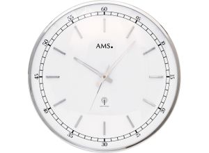 4037445154032 - Funkwanduhr AMS F5608 silber (silberfarben) Wanduhren H 5cm QuarzMetallGlasWohnzimmerEsszimmerKücheArbeitszimmerBüroFlur