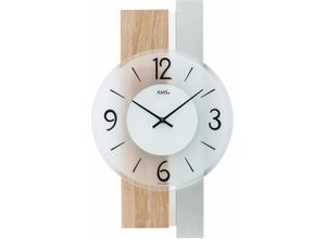 4037445154285 - Wanduhr AMS W9554 braun (braun silberfarben) Wanduhren B H L 6cm x 40cm x 23cm QuarzuhrHolzWohnzimmerEsszimmerKücheArbeitszimmerBüroFlur