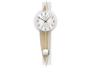 4037445155107 - Pendelwanduhr AMS W7455 Wanduhren Gr B H L 23 cm x 8 cm x 67 cm bunt (silberfarben beige) Pendeluhren