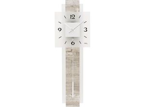 4037445158436 - Pendelwanduhr AMS W7471 silber (silberfarben grau) Wanduhren B H L 23cm x 7cm x 68cm QuarzuhrHolzgehäuseEsszimmerWohnzimmer