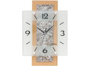 4037445160637 - Funkwanduhr AMS F5507O Wanduhren Gr B H L 24 cm x 5 cm x 40 cm braun (buchefarben) Exklusiv Wanduhr Quarzuhr Buche massiv Wohnzimmer Made in Germany