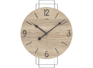 4037445161030 - Wanduhr AMS braun (schwarz braun) Wanduhren B H L 35cm x 5cm x 48cm Made in GermanyWohnzimmerEsszimmerKücheArbeitszimmerBüroFlur