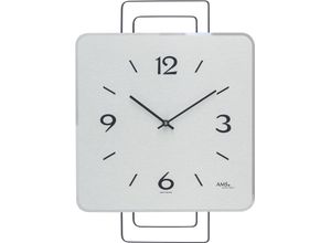 4037445161061 - Wanduhr AMS Wanduhren Gr B H L 30 cm x 5 cm x 42 cm silberfarben (schwarz silberfarben) Wanduhren