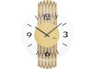 4037445161115 - Wanduhr AMS gold (goldfarben) Wanduhren B H L 27cm x 6cm x 38cm Made in GermanyHolzWohnzimmerEsszimmerKücheArbeitszimmerFlur