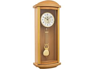 4037445161535 - Funk-Pendelwanduhr AMS braun (buchefarben) Wanduhren B H L 26cm x 16cm x 66cm Quarzuhr Wohnzimmer Esszimmer Buche Schlagwerk