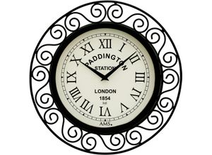 4037445161764 - Funkwanduhr AMS schwarz Wanduhren Ø 30cm Quarzuhr Wanduhr Wohnzimmer Esszimmer Arbeitszimmer Küche Büro