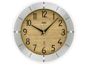 4037445161979 - Funkwanduhr AMS silber (silberfarben silberfarben) Wanduhren Ø 31cm Quarzuhr Wanduhr Made in Germany Wohnzimmer Küche Arbeitszimmer