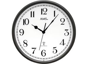 4037445162037 - Funkwanduhr AMS grau (anthrazit) Wanduhren Ø 37cm Quarzuhr Wanduhr Wohnzimmer Esszimmer Küche Arbeitszimmer Büro