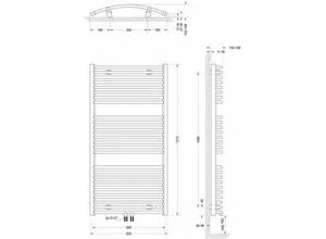 4037563122517 - Badheizkörper 121 x 62 cm weiß 678 Watt Anschluss mittig