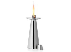 4037846172864 - Tiki Tischfackel Kerze silber Windlicht Edelstahl H22 cm - silber - Philippi