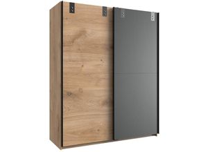 4038061012089 - Calicosy - Kleiderschrank mit 2 Schiebetüren 1 Eiche-Dekor + 1 Graphit - L135cm