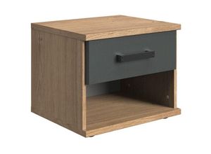 4038061012300 - Calicosy - Nachttisch mit 1 Schublade Eichen- und Graphitdekor - L46 cm - Holz