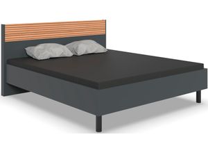 4038062040616 - Bett WIMEX Rotterdam Betten Gr Liegefläche B L 160 cm x 200 cm Betthöhe 38 cm kein Härtegrad schwarz (graphit absetzung akustiklamellen nachbildung in artisan eiche nachbildung graphit graphit) Futonbett mit Akustiklamellen Nachbildung im Kopfteil