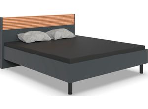 4038062040623 - Bett WIMEX Rotterdam Betten Gr Liegefläche B L 180 cm x 200 cm Betthöhe 38 cm kein Härtegrad schwarz (graphit absetzung akustiklamellen nachbildung in artisan eiche nachbildung graphit graphit) Futonbett mit Akustiklamellen Nachbildung im Kopfteil