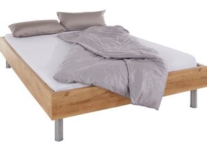 4038062069440 - Bett WIMEX Easy große Auswahl an Größen und Farben auch in Komforthöhe braun (plankeneichefarben alufarben) H38cm L210cm Betten ohne Kopfteil ideal unter Dachschrägen oder Fenster