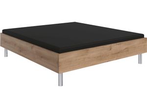 4038062076936 - Bett WIMEX Level by fresh to go Gästebett braun (plankeneichefarben) L205cm Betten ohne Kopfteil ideal unter Dachschrägen oder Fenster Metallfüße