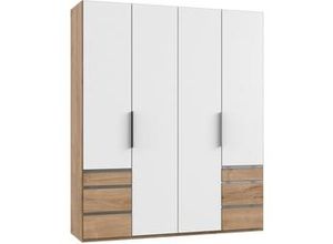 4038062085471 - Drehtürenschrank mit Laden B 200 cm Level Weiß Eiche Dekor