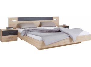 4038062098938 - Bettanlage WIMEX Angie Schlafzimmermöbel-Sets Gr 180 x 200 cm B H 180 cm x 200 cm grau (hickory oak graphit)