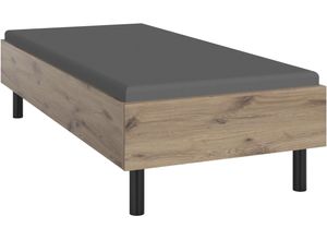 4038062101881 - Bett WIMEX Easy große Auswahl an Größen und Farben auch in Komforthöhe braun (viking oak schwarz) H46cm L210cm Betten ohne Kopfteil ideal unter Dachschrägen oder Fenster