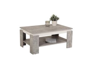 4038537062280 - - Couchtisch Beistelltisch Wohnzimmertisch tim ii Beton grau Nb weiß ca 90 x 6