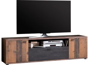 4038537073019 - TV-Board HELA Atlanta Sideboards Gr B H T 180 cm x 50 cm x 40 cm Oldwood Burned Wood 1 braun (oldwood burned wood) TV-Lowboards Breite 180 cm