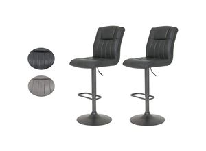 4038537073378 - - 2er Set Barhocker Sitzhocker für Theke höhenverstellbar Microfaser 360 Grad dr