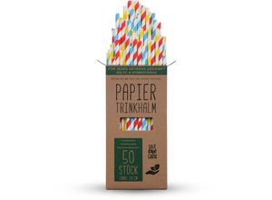 4038732017696 - Haushaltshelden - Papierstrohalme (50er Pack) Bunt Ø6mm 20cm - 100% biologisch abbaubare Einweg Papier Trinkhalme - stabile Papierhalme aus 100%