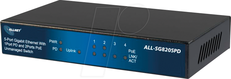 4038816026736 - ALLNET SG8205PD - Switch 5-Port Gigabit Ethernet PoE+ 4038816026736 - ALLNET SG8205PD - Switch 5-Port Gigabit Ethernet PoE+
