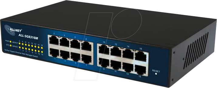 4038816026750 - ALLNET ALL-SG8316M - Switch - managed - 16 x 10 100 1000 - Desktop an Rack montierbar