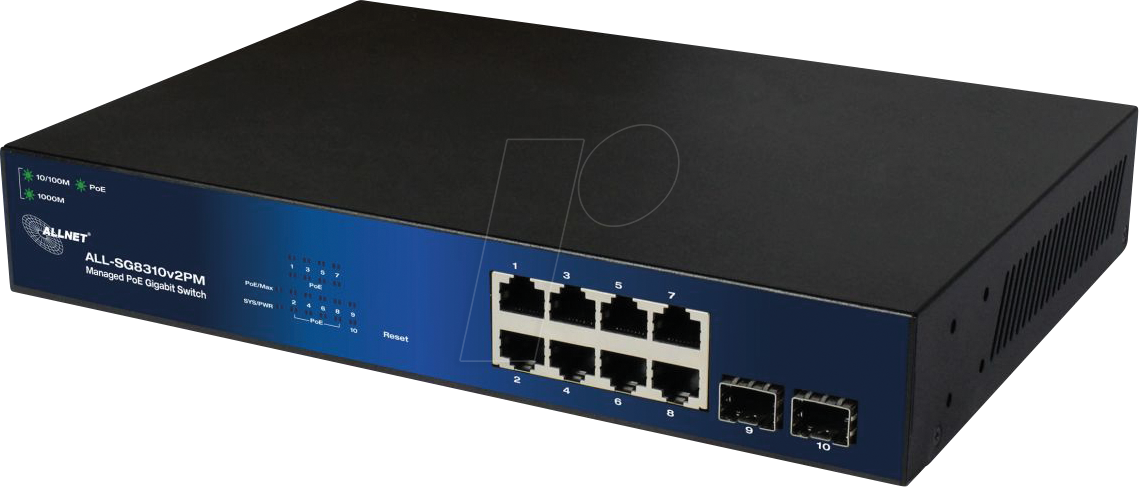 4038816119186 - ALLNET ALL8310PM - Switch 10-Port Gigabit Ethernet PoE+ SFP