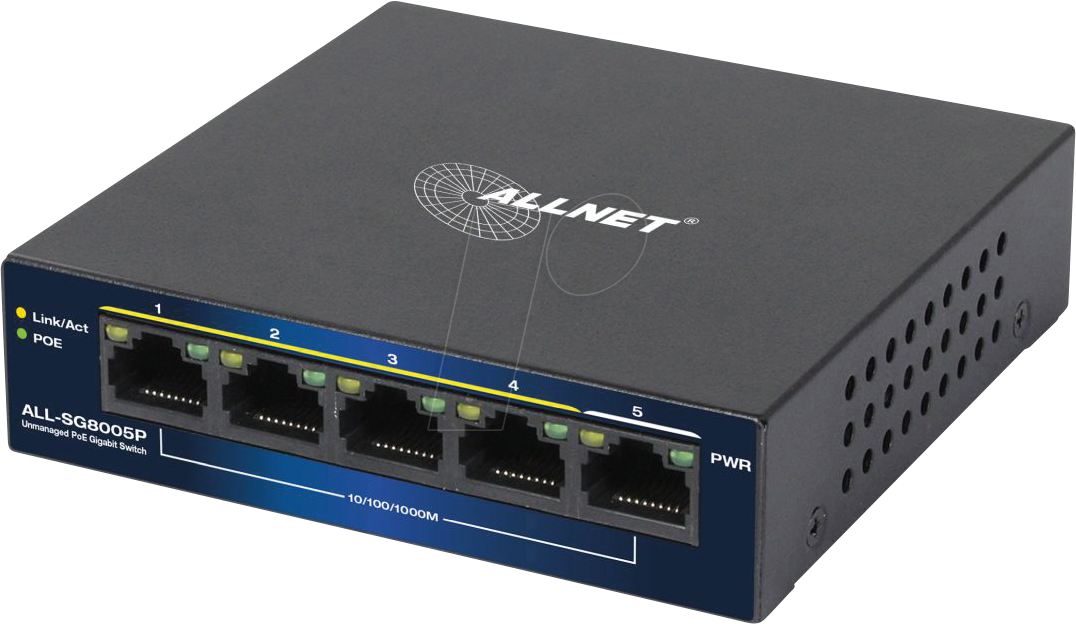 4038816215406 - ALLNET ALLSG805P - Switch 5-Port Gigabit Ethernet PoE+