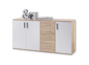 4038889036717 - Bega Consult - Kommode Beistellkommode Sideboard ca 160 cm Bobby Sonoma Eiche   weiss