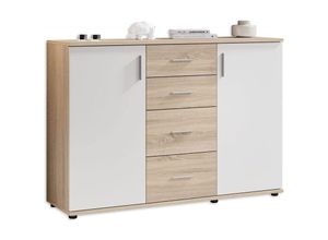 4038889037677 - Bega Consult - Kommode Beistellkommode Sideboard ca 120 cm Bobby Sonoma Eiche   weiss