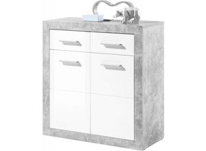 4038889038872 - Bega Consult - Kommode Sideboard Beistellkommode Stauraumkommode stone 1 Beton grau Nb   Weiß