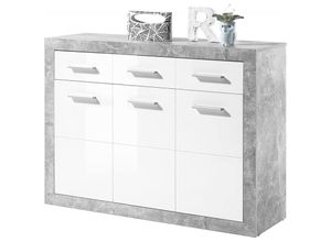 4038889038889 - Bega Consult - Kommode Sideboard Stauraumkommode Beistellschrank stone 2 Beton grau Nb   Weiß