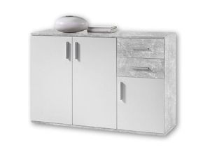 4038889042633 - Bega Consult - Kommode Beistellkommode Sideboard ca 120 cm Bobby beton grau   weiss